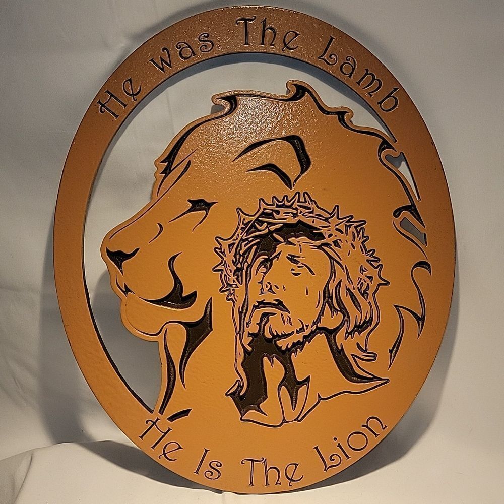 Jesus and lion wall hanger
